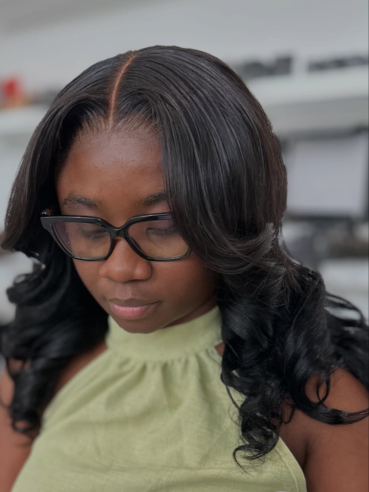 Closure sew-in with soft curls
